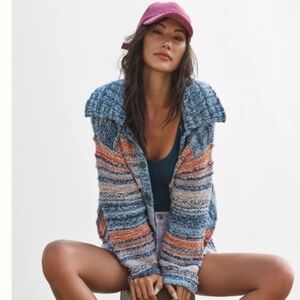 Anthropologie Pilcro Embroidered Earth Cardigan Sweater SIZE M